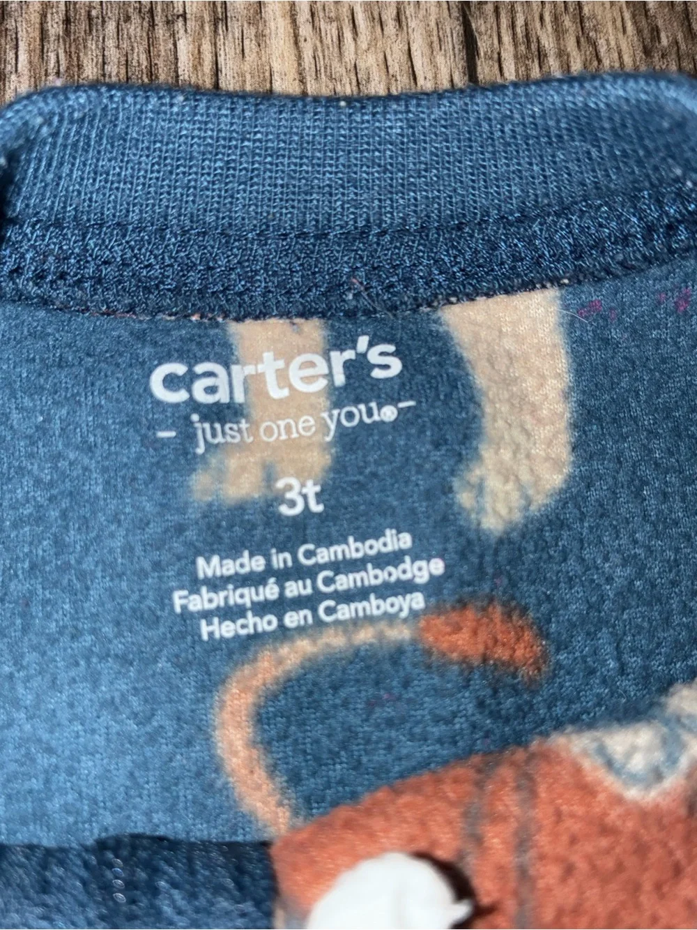 Carter's Navy Blue and Orange Lion Print Zip Footed One-Piece